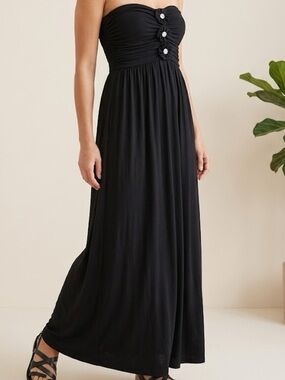 Gado Gado Black Strapless Embellished Maxi Dress - Size M
